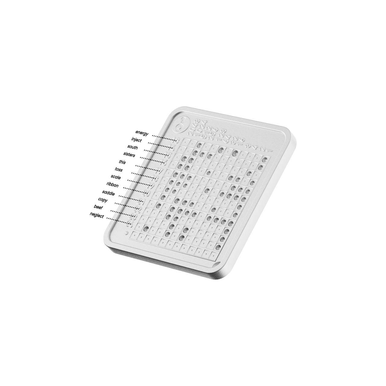 OneKey KeyTag showing BIP39 word numbering system