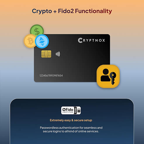 Cryptnox crypto hardware wallet smart card with FIDO2 authentication