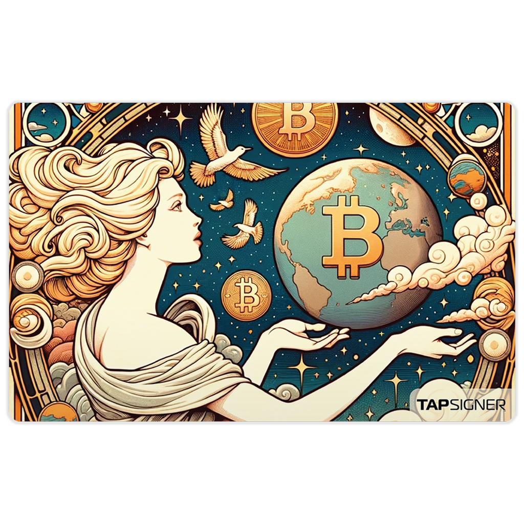 Coinkite TAPSIGNER Lady Bitcoin edition NFC wallet card