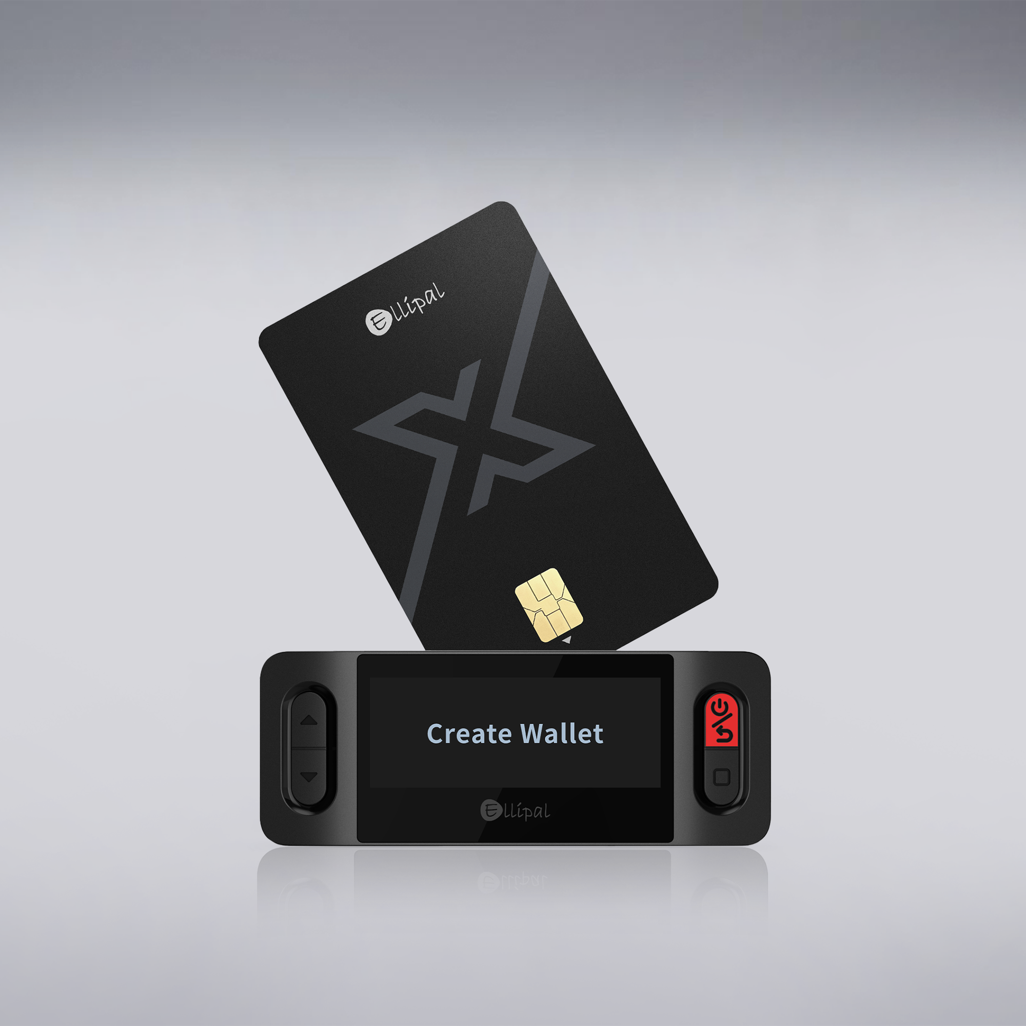 ELLIPAL X Card Cold Wallet with Starter showing create wallet screen