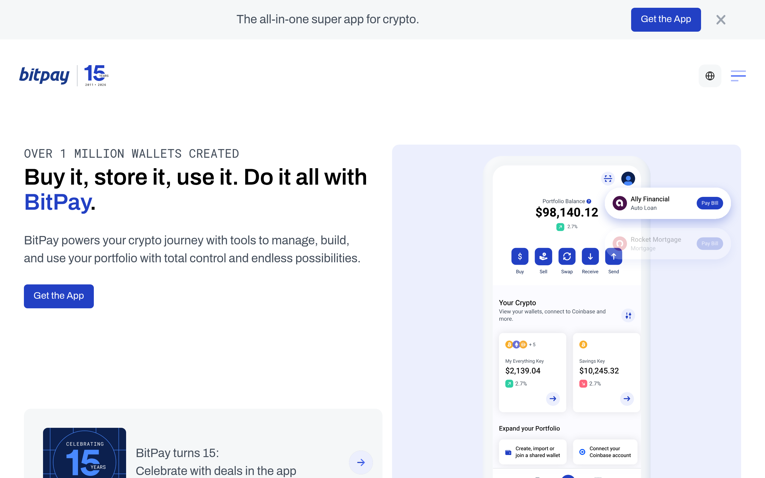 Screenshot of BitPay Card website