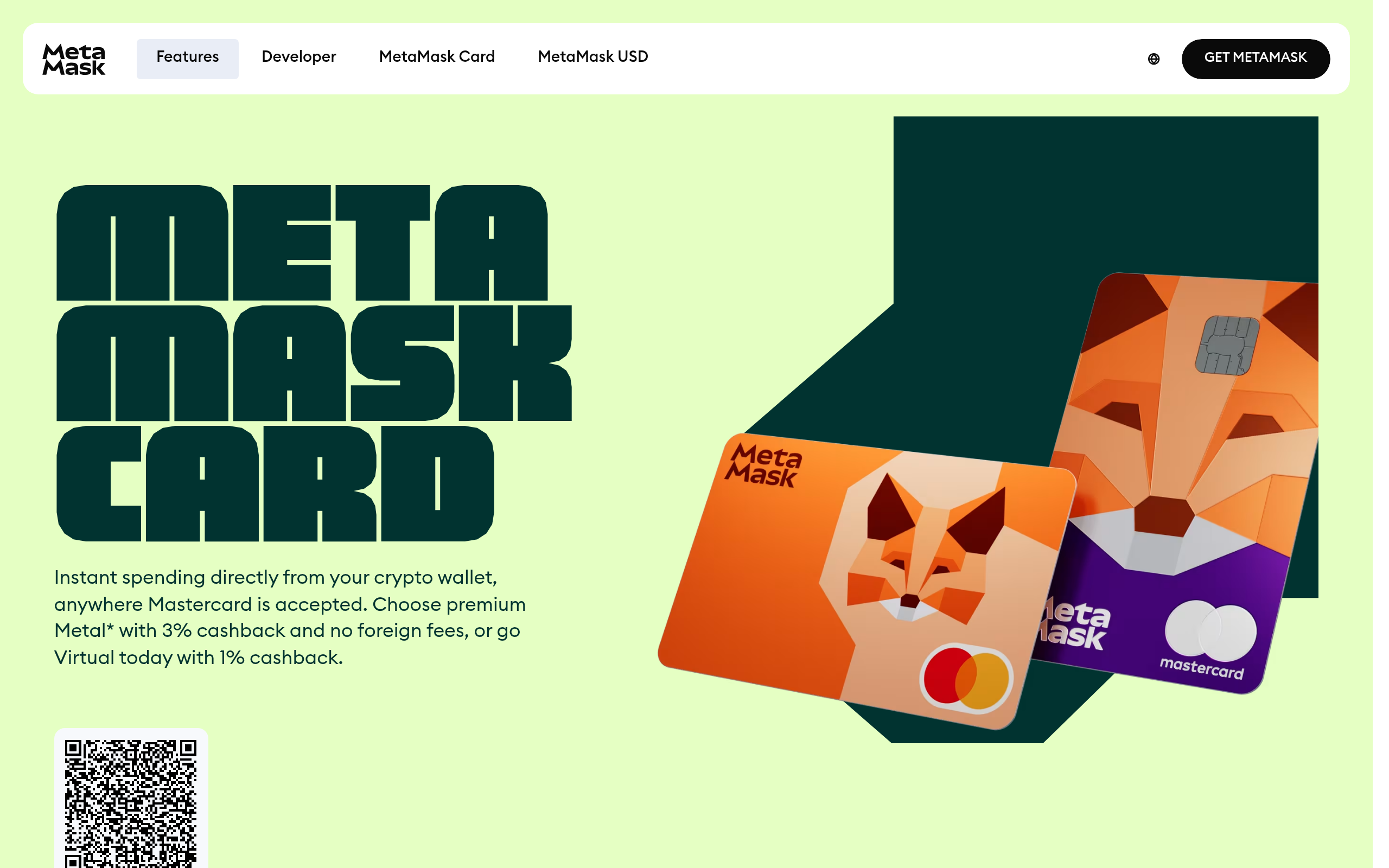 MetaMask Card website screenshot